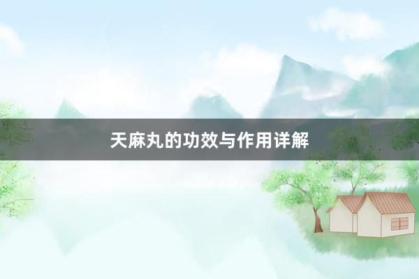 天麻丸的功效与作用详解